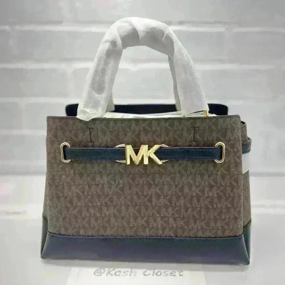 Michael Kors reed satchel small belted purse handbag Brown/Black